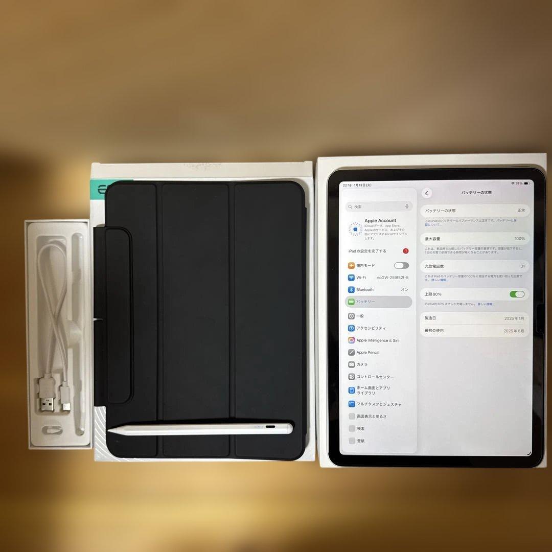 【バッテリー最大容量100%】 iPad Air M2 11インチ タッチペン