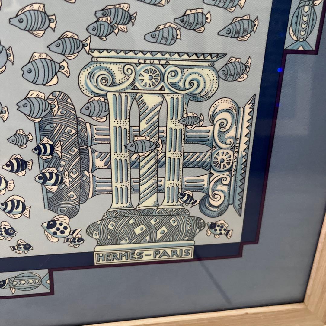 エルメス カレ90 スカーフ 額装品 大西洋の出会い デザイン アート作品