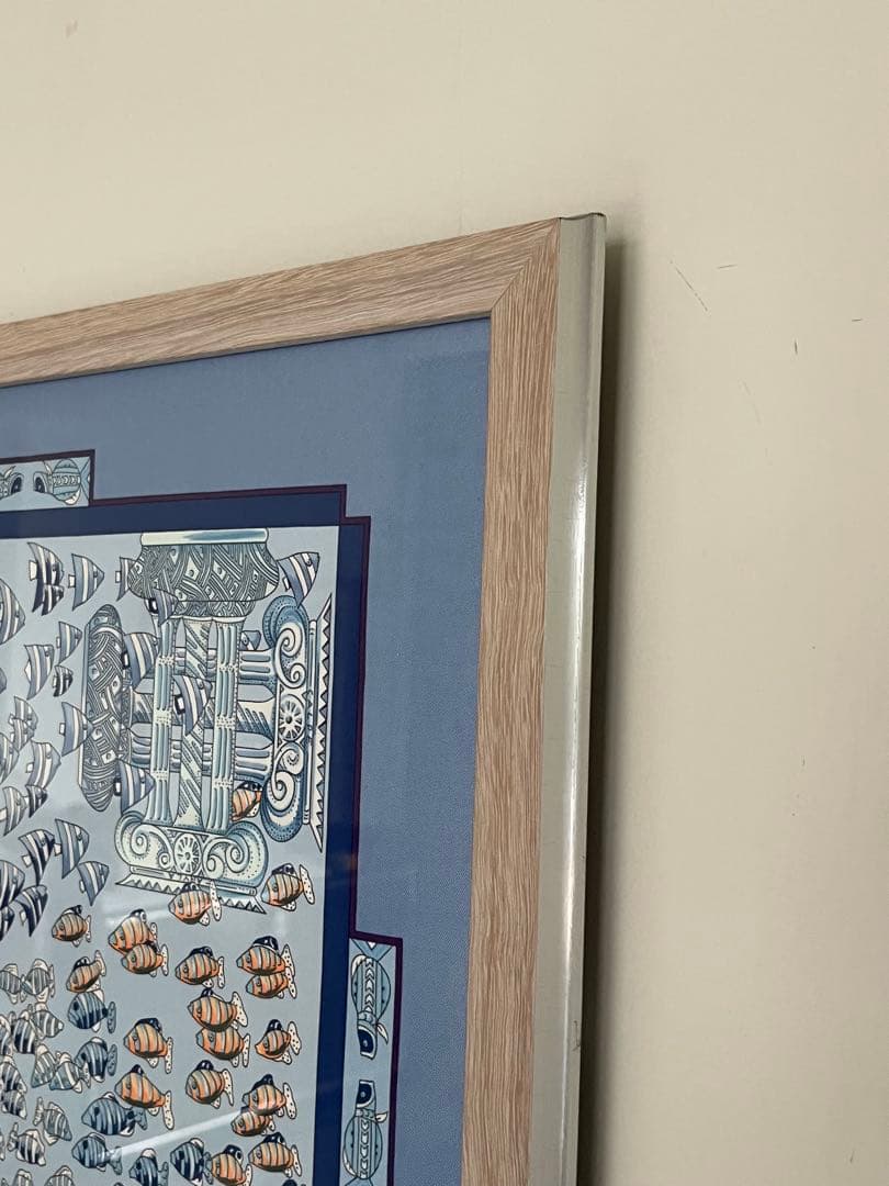 エルメス カレ90 スカーフ 額装品 大西洋の出会い デザイン アート作品