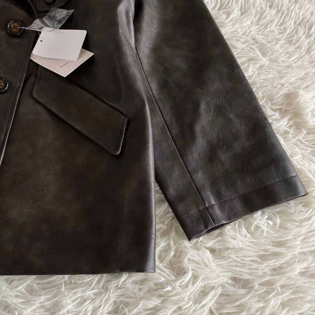 新品　TINA：JOJUN フェイクレザー　ダブルブレストジャケット