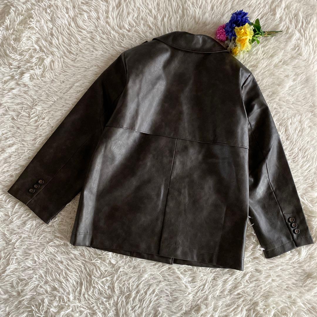 新品　TINA：JOJUN フェイクレザー　ダブルブレストジャケット