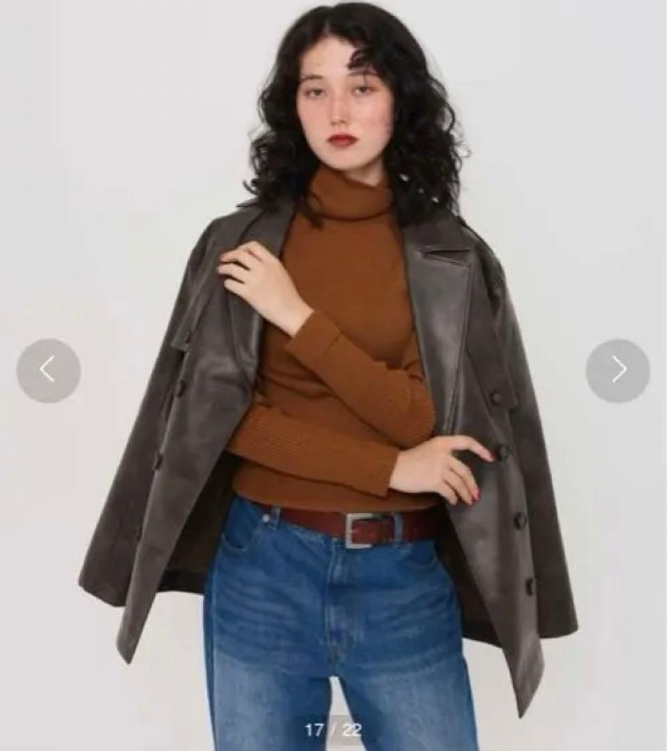 新品　TINA：JOJUN フェイクレザー　ダブルブレストジャケット