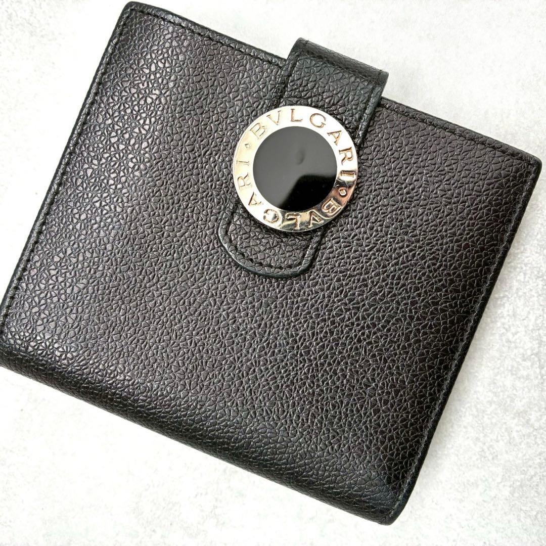 ✨美品✨ブルガリ 二つ折り財布 ロゴクリップ ブラック×レッド バイカラー