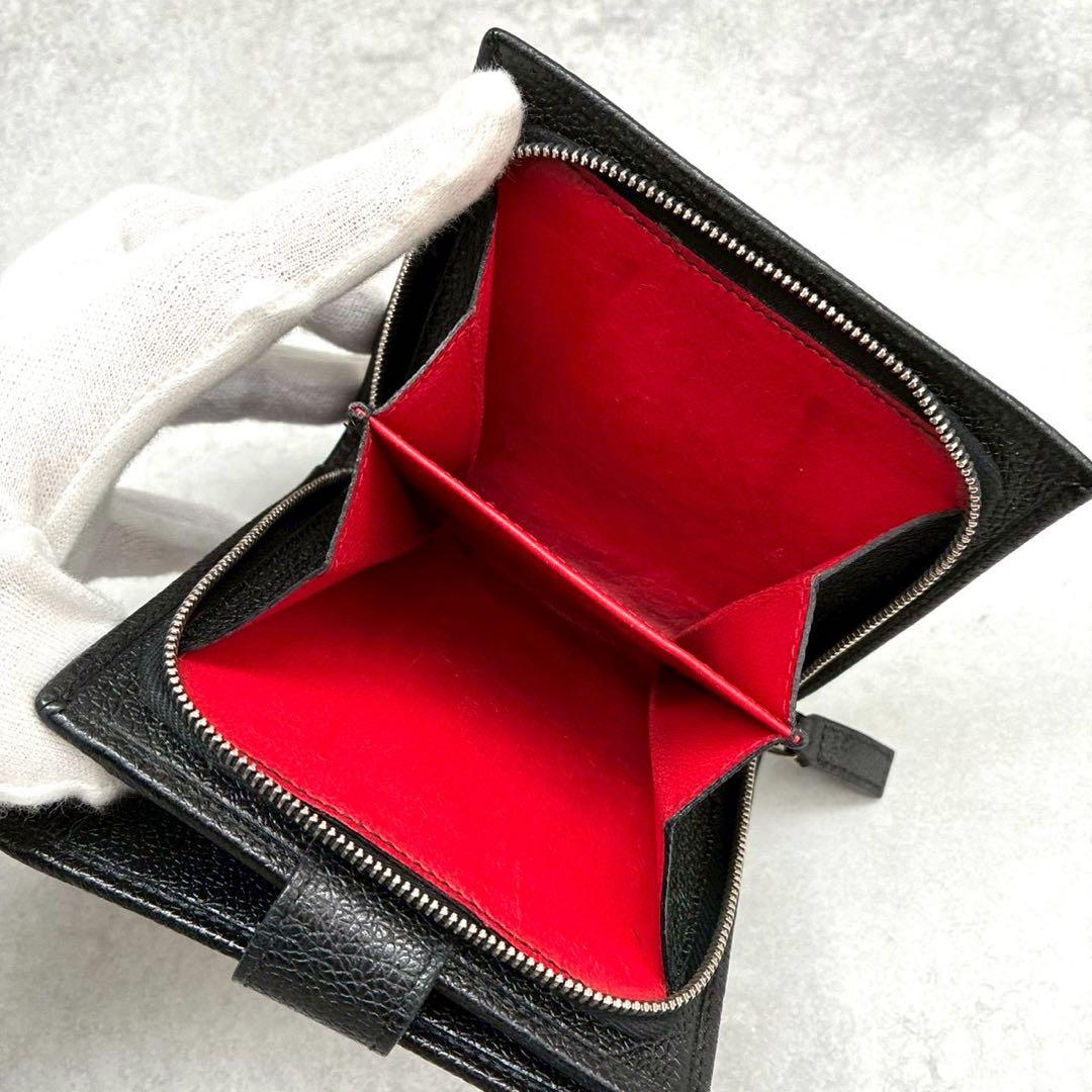 ✨美品✨ブルガリ 二つ折り財布 ロゴクリップ ブラック×レッド バイカラー