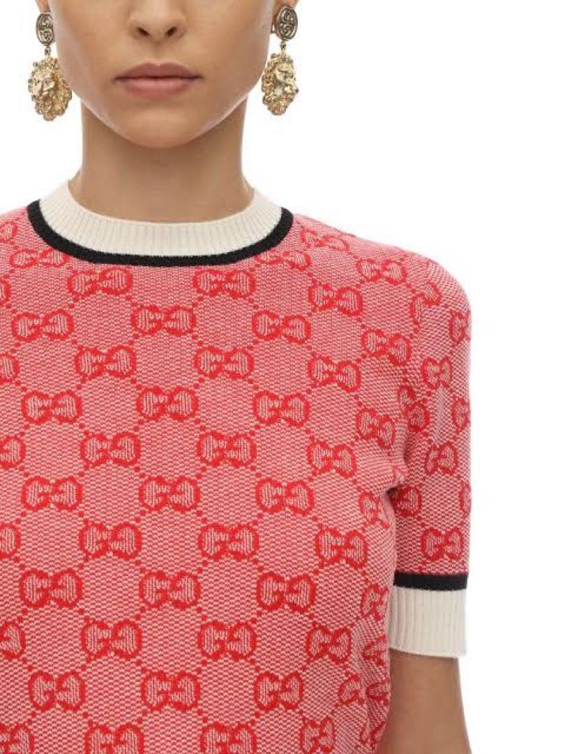 極美品GUCCIグッチ国内正規品GGモノグラム半袖ニットセータートップスXS