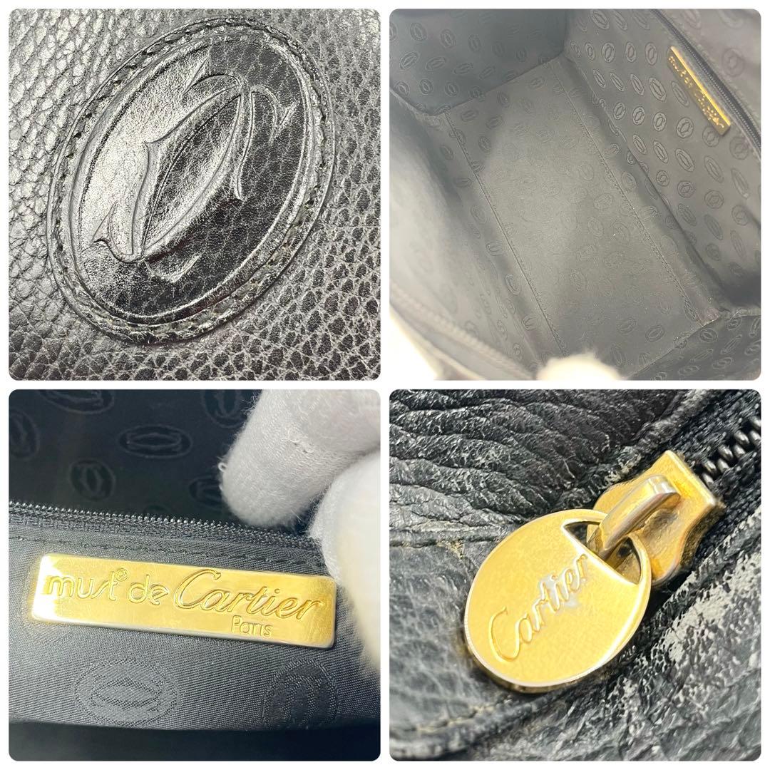 ✨希少 極美品✨カルティエ ミニボストン マストライン 本革 ゴールド金具 黒