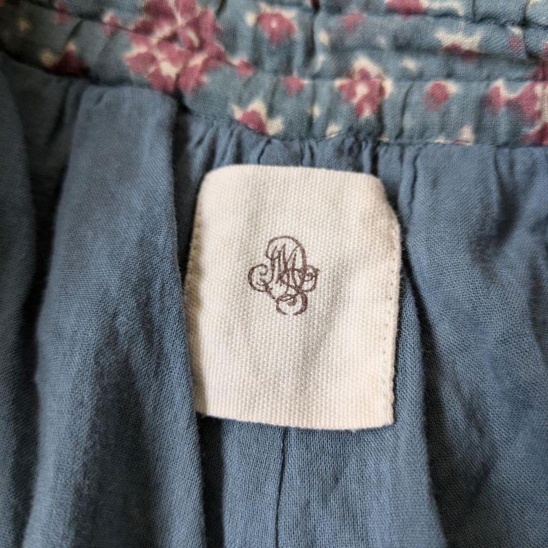 メゾンドソイル　コットンボイルプリントギャザーキュロットパンツ　インド製　F