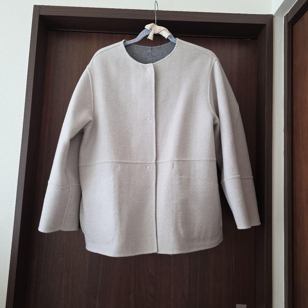 ☆ドゥクラッセ　カシミヤ混ウールリバー・2WAYノーカラー　グレー☆