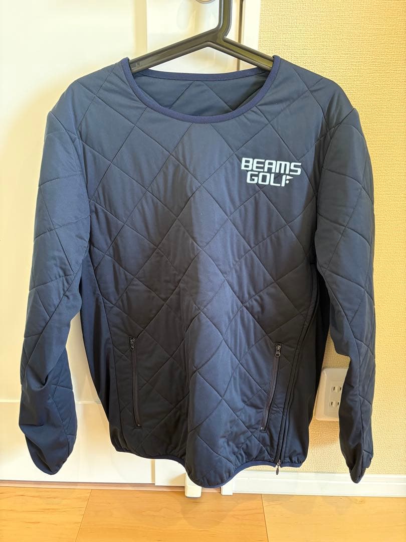 BEAMS GOLF ネイビー キルティング プルオーバー L
