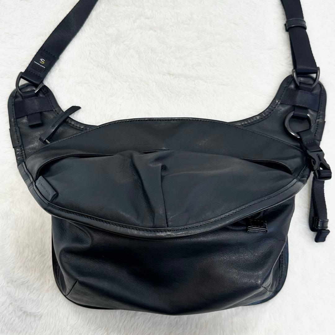 美品✨マスターピース スリングバッグ ボディバッグ レザー ブラック メンズ L