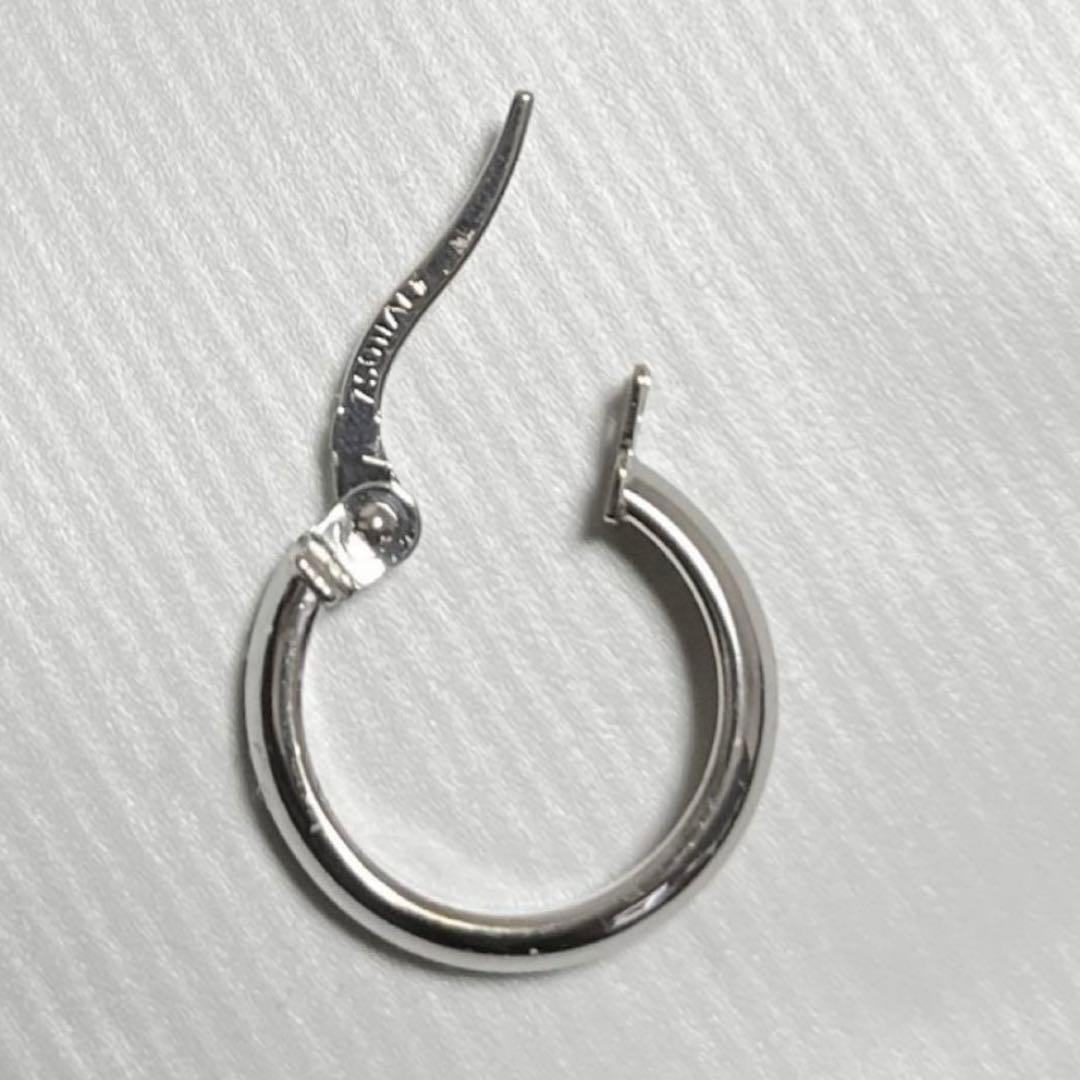 18K 18金 ホワイトゴールド ピアス フープ15mm