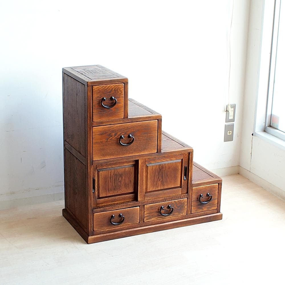 階段箪笥 80cm 両面仕様 無垢材 時代箪笥 和家具 古民家 ZR24056