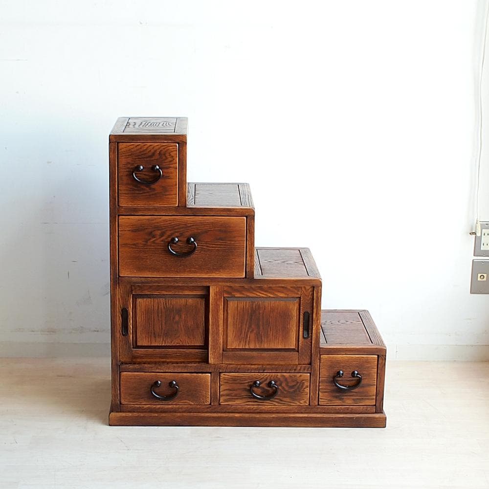 階段箪笥 80cm 両面仕様 無垢材 時代箪笥 和家具 古民家 ZR24056