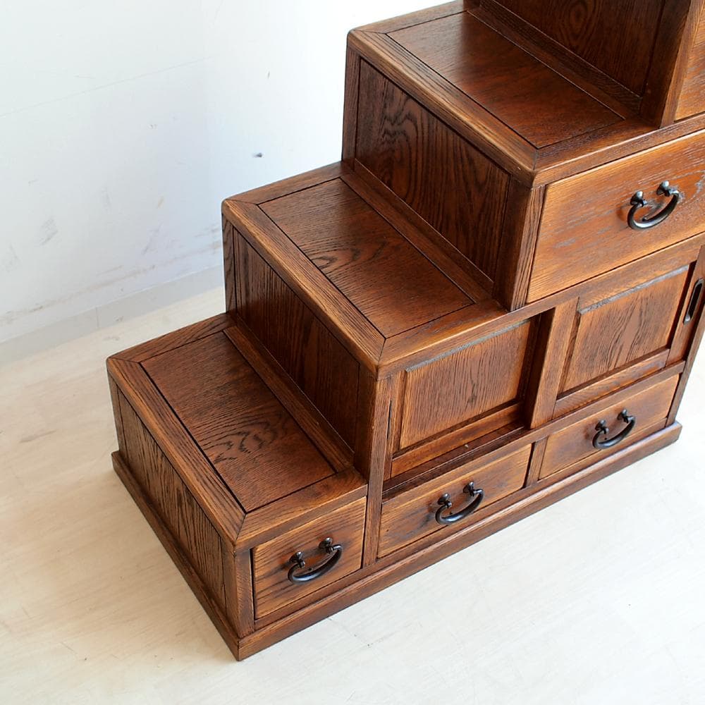 階段箪笥 80cm 両面仕様 無垢材 時代箪笥 和家具 古民家 ZR24056