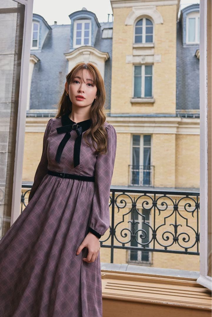 ワンピース herlipto Bristol Plaid Ribbon Dress