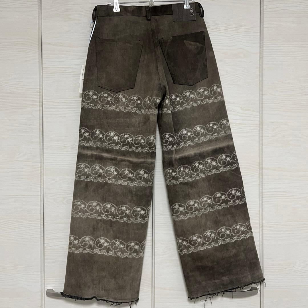 tetta デニムパンツ リボン 花柄 トレースデニム Gパン