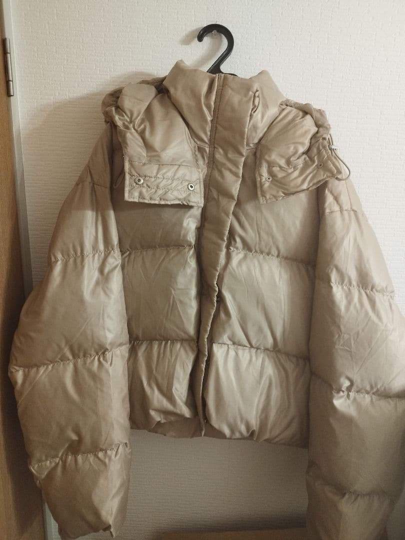 rienda フード付きショートダウンジャケット ベージュ M