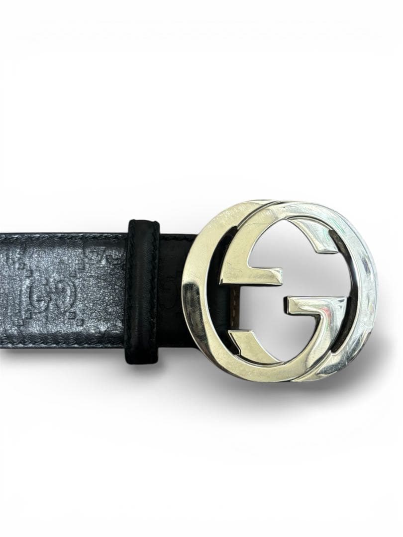 美品‼️GUCCI ベルト 114984 メンズ ブラックレザー 85/34