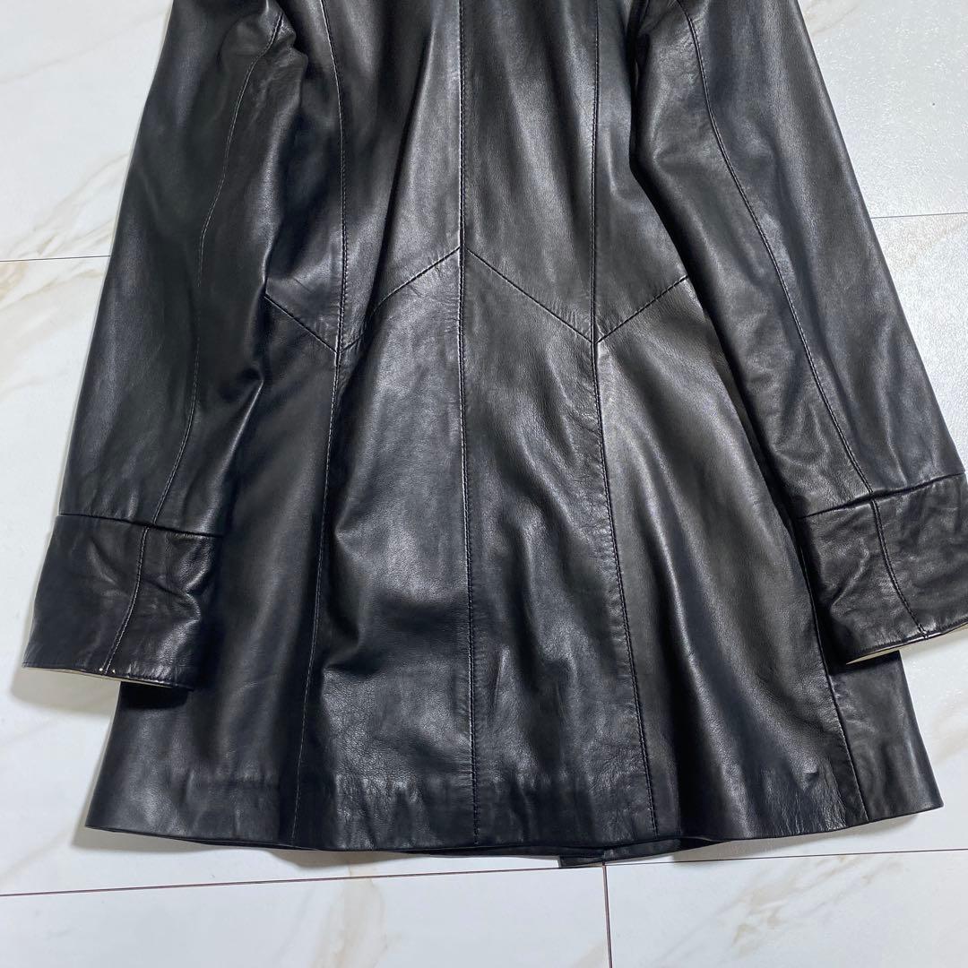 希少⭐︎ヴィンテージ ラムレザー 羊革 ダブルジップ ロングチェスターコート