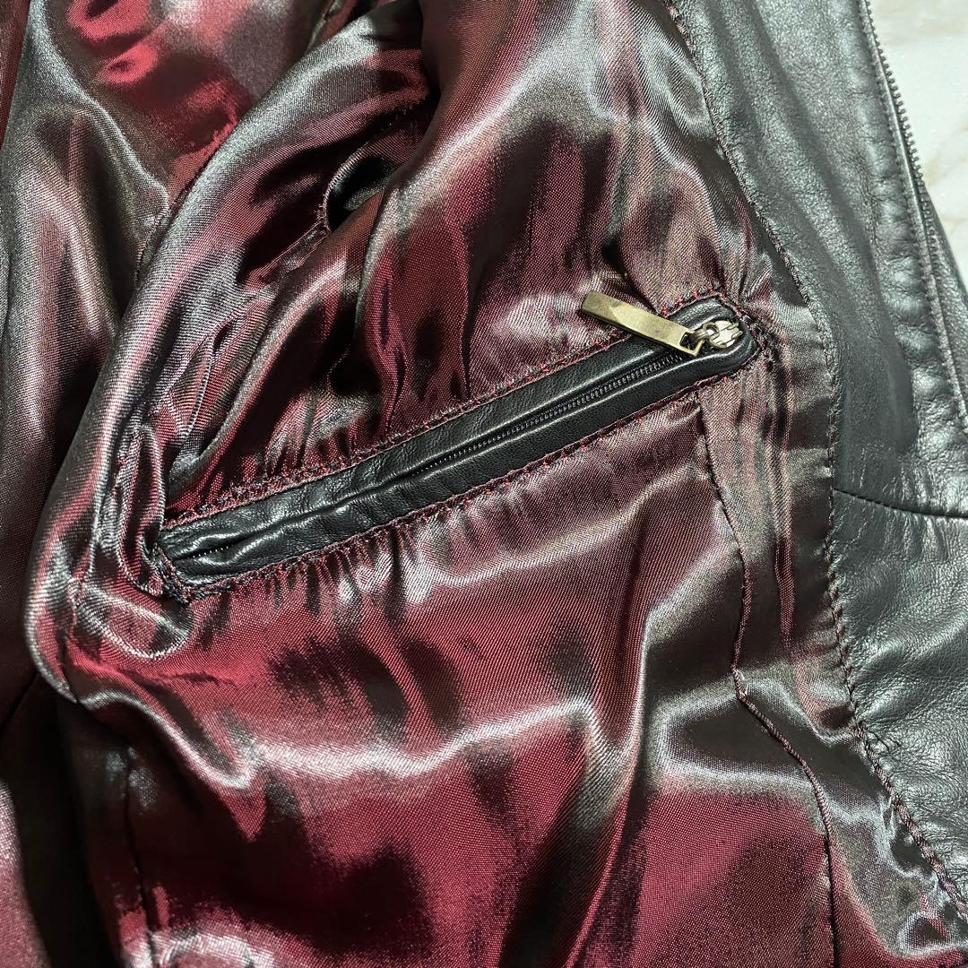 希少⭐︎ヴィンテージ ラムレザー 羊革 ダブルジップ ロングチェスターコート