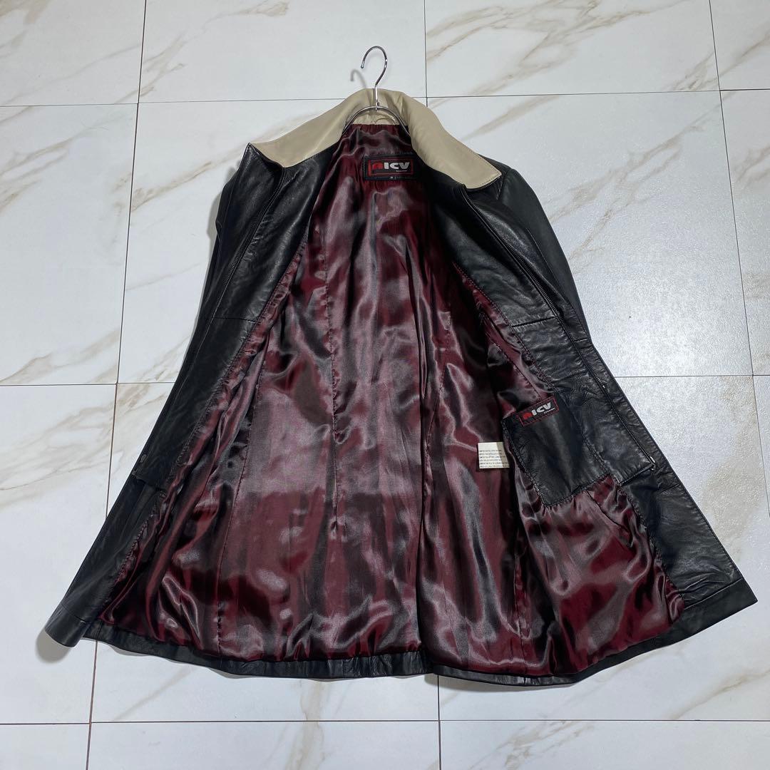 希少⭐︎ヴィンテージ ラムレザー 羊革 ダブルジップ ロングチェスターコート