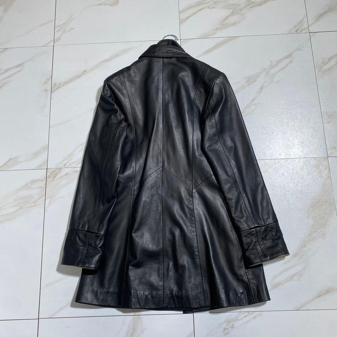 希少⭐︎ヴィンテージ ラムレザー 羊革 ダブルジップ ロングチェスターコート