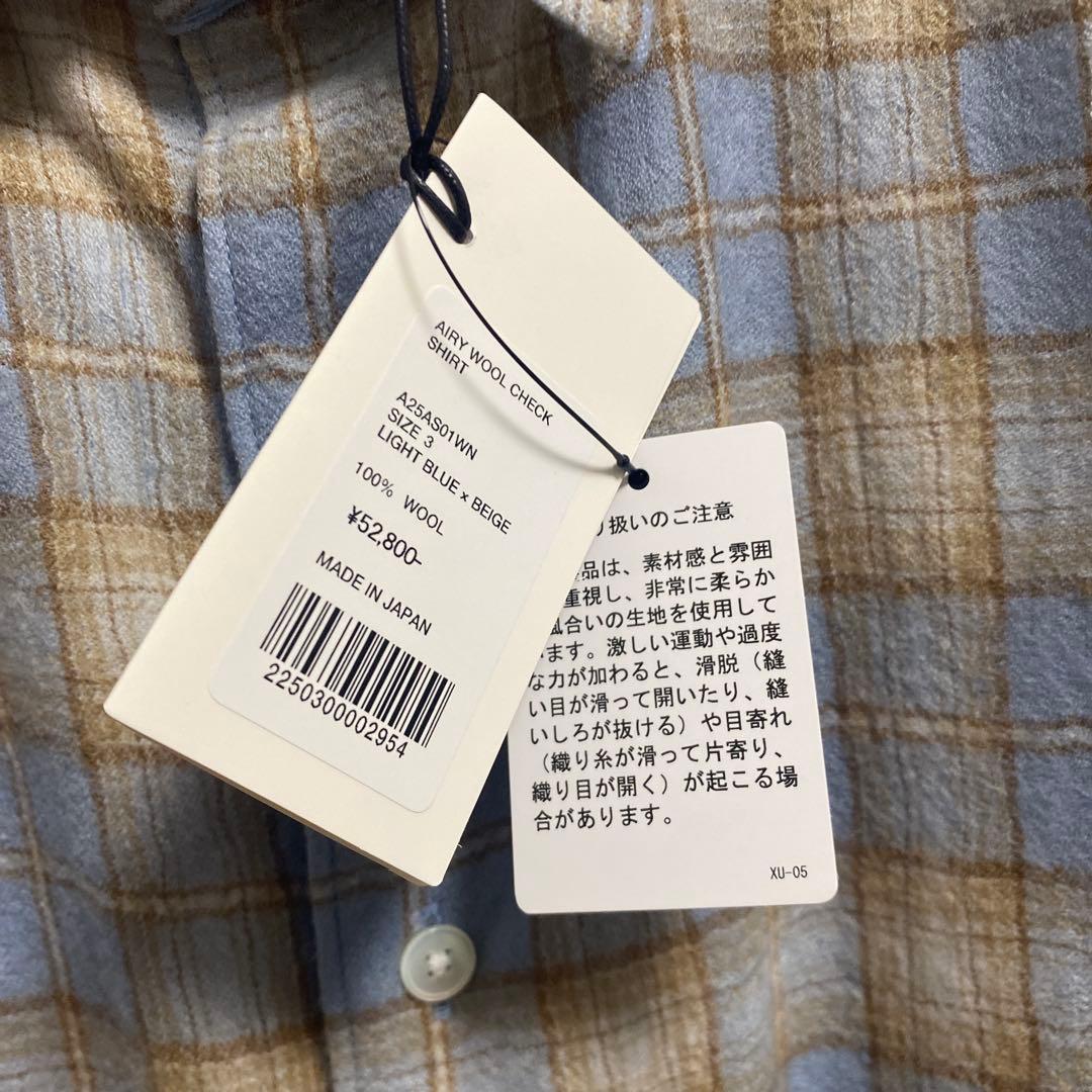 トップス AURALEE / AIRY WOOL CHECK SHIRT