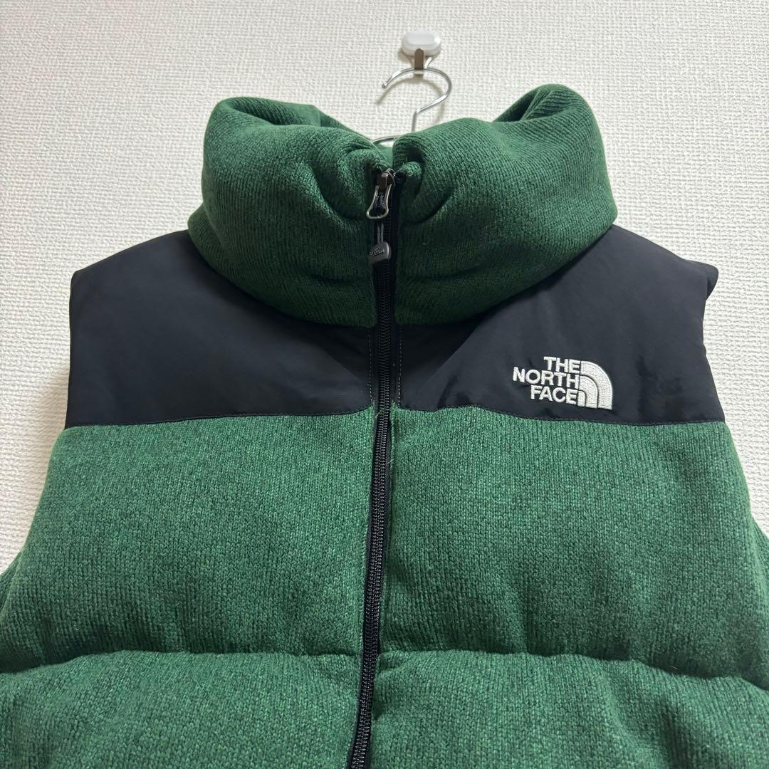 ☆人気　ノースフェイス　ニットダウンベスト　グリーン　700フィル　レディースL
