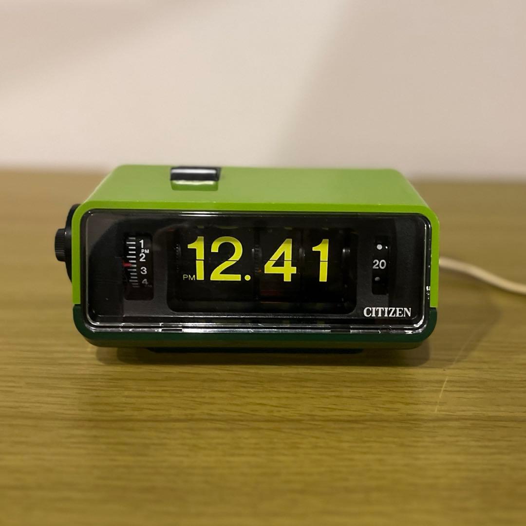 【メンテ済・動作正常】CITIZEN パタパタ時計 ハイリーフ・カーチス 緑