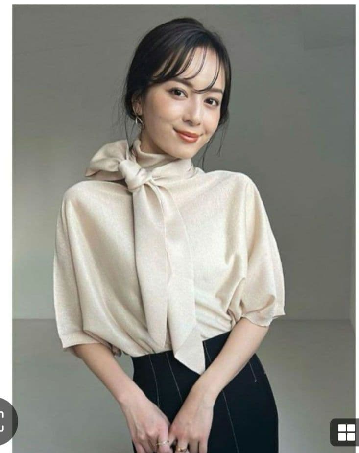 タグ付き新品☆anuans シアーニットボウタイトップス