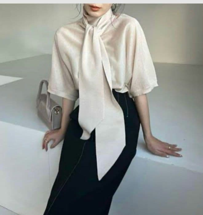 タグ付き新品☆anuans シアーニットボウタイトップス