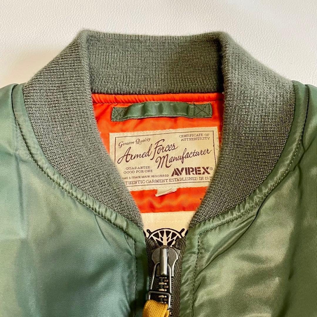 【AVIREX】MA1 ジャケット ブルゾン ワッペン カーキ L