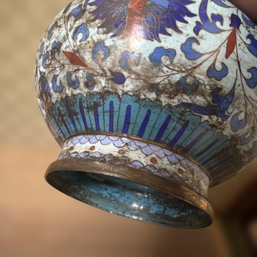 中国古美術　骨董品　七宝焼　蓋付き壺一対　保管箱