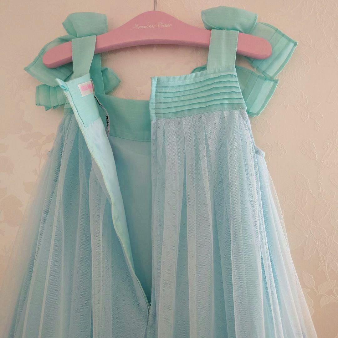 メゾピアノ　紫陽花刺繍ドレス　ワンピース　チュール　ミント　フォーマル　130