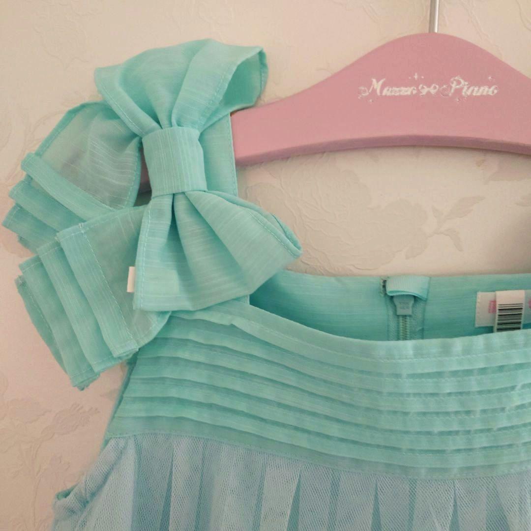 メゾピアノ　紫陽花刺繍ドレス　ワンピース　チュール　ミント　フォーマル　130