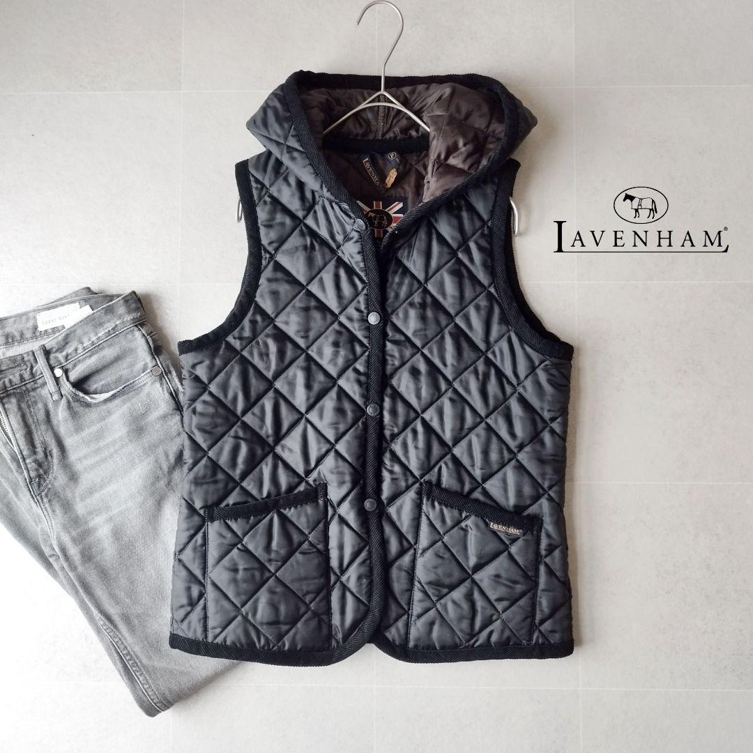 英国製 ラベンハム キルティングジャケット フーディーダウンベスト Sサイズ 黒