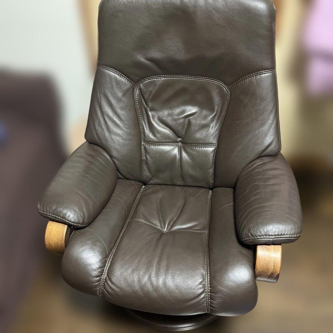 ダークブラウン レザー リクライニングソファ