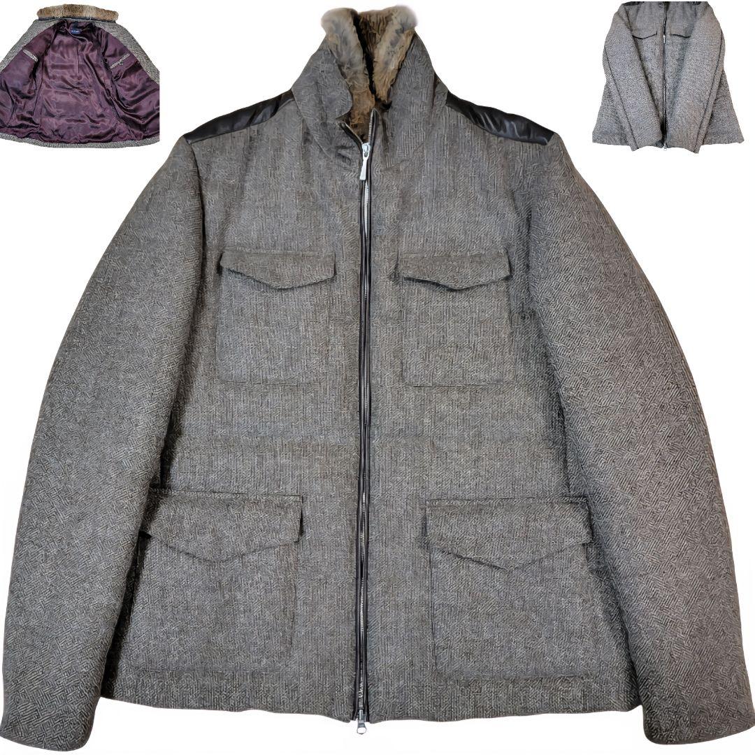 ほぼ未使用 定価約20万 アクアラマ AQUARAMA 中綿ツイードブルゾン