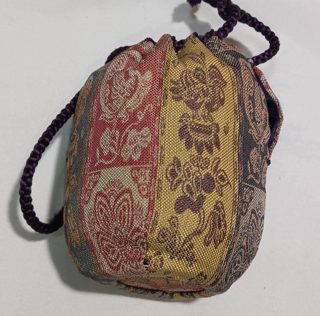 茶道具　京都嵯峨　嵯峨焼　橋本永豊作　肩衝茶入　紅牙瑞錦仕覆付　美品！！