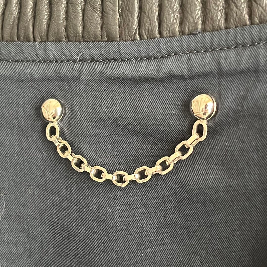 【希少】ルイヴィトン　ボンバージャケット　レザー切り替え　フロントロゴ　黒　48