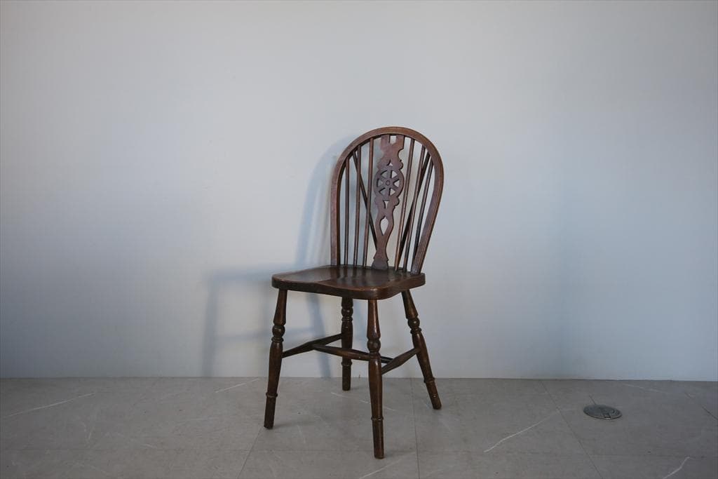 英国アンティーク木製ホイールバックチェア/ダイニングイス/椅子(91-203-3