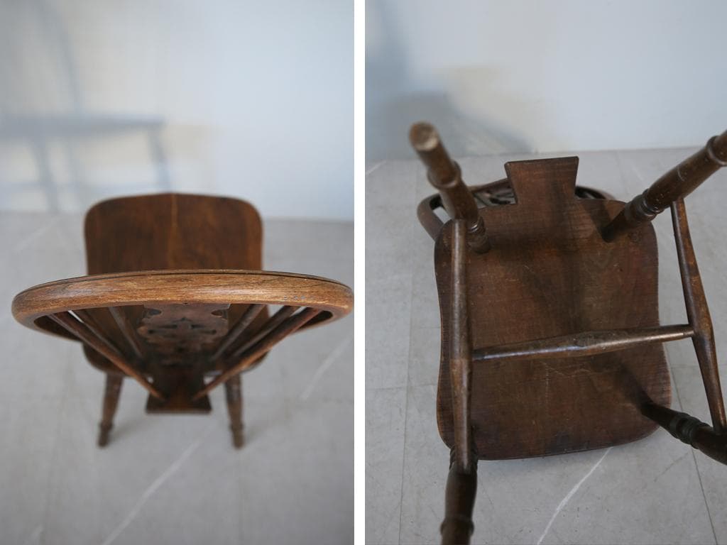 英国アンティーク木製ホイールバックチェア/ダイニングイス/椅子(91-203-3