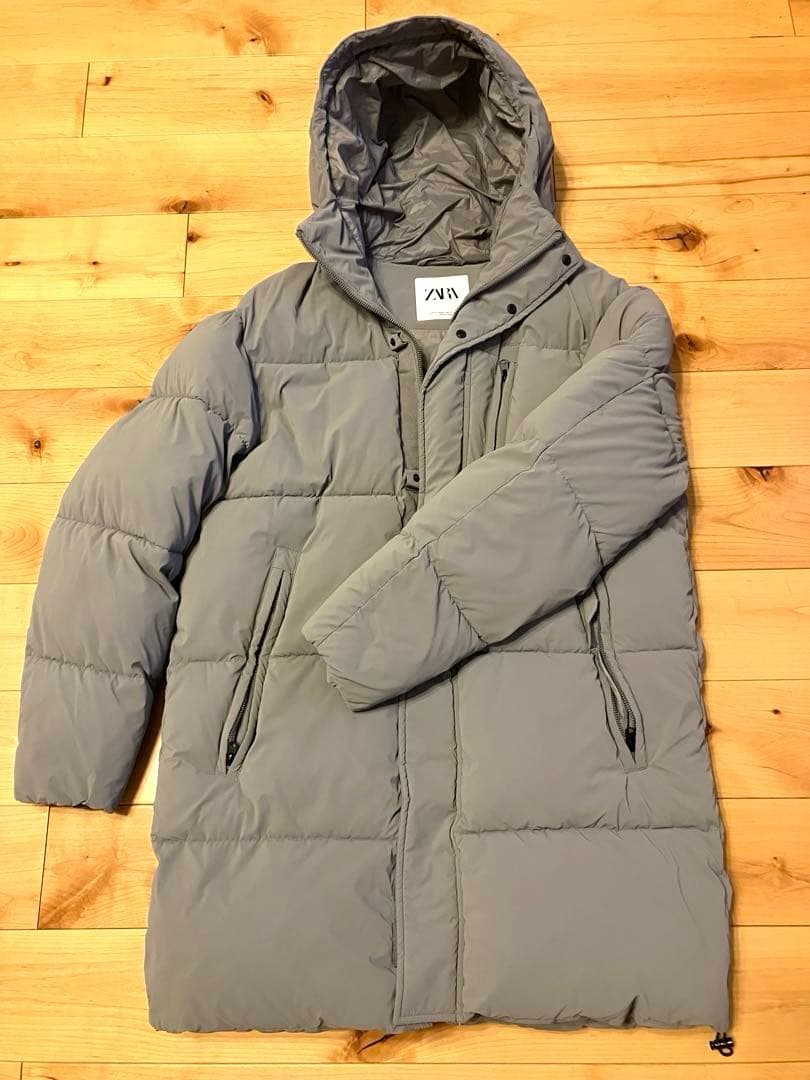 【美品】ZARA ダウンコート　パーカー　グレー　ザラ　M