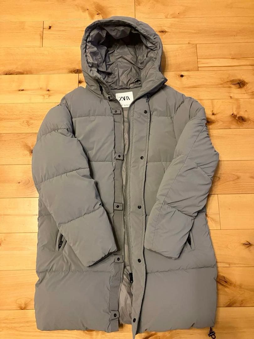 【美品】ZARA ダウンコート　パーカー　グレー　ザラ　M