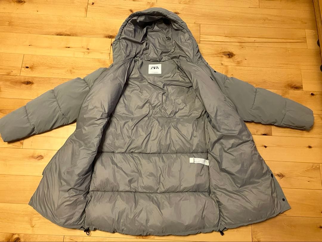 【美品】ZARA ダウンコート　パーカー　グレー　ザラ　M
