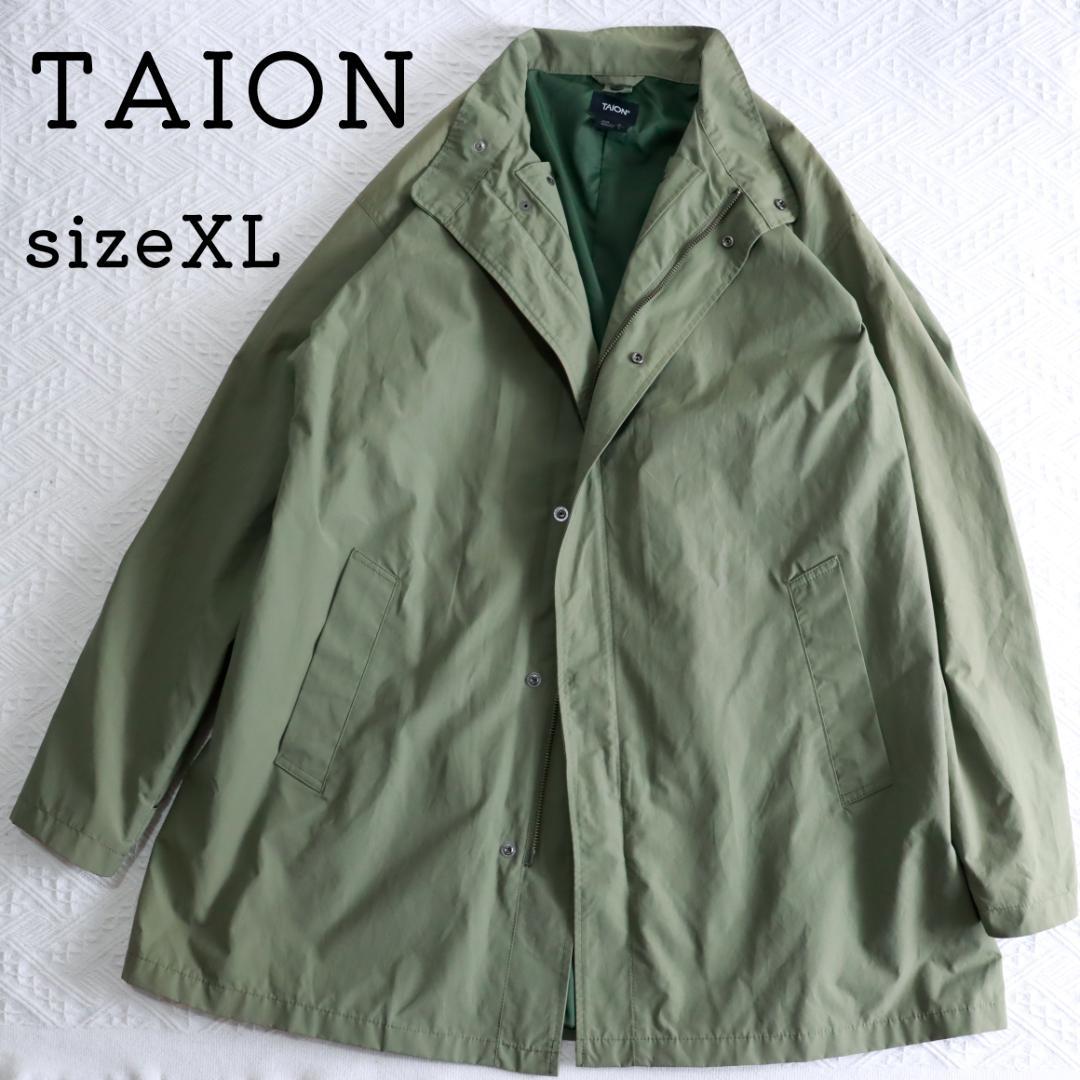 TAION タイオン スプリングコート　ステンカラーコート　ロングコート　カーキ