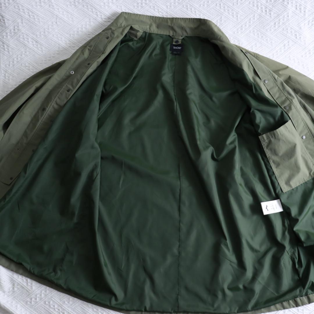 TAION タイオン スプリングコート　ステンカラーコート　ロングコート　カーキ