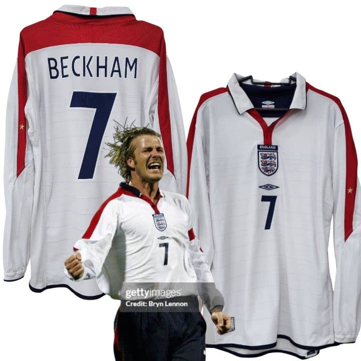 04-05 イングランド代表　ベッカム　UMBROオフィシャル　長袖ユニフォーム