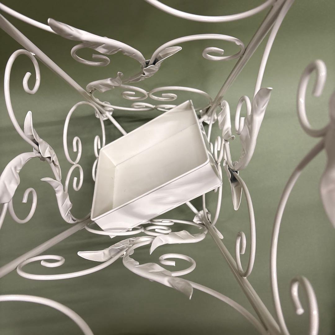 ホワイトアイアン傘立て 植物モチーフ