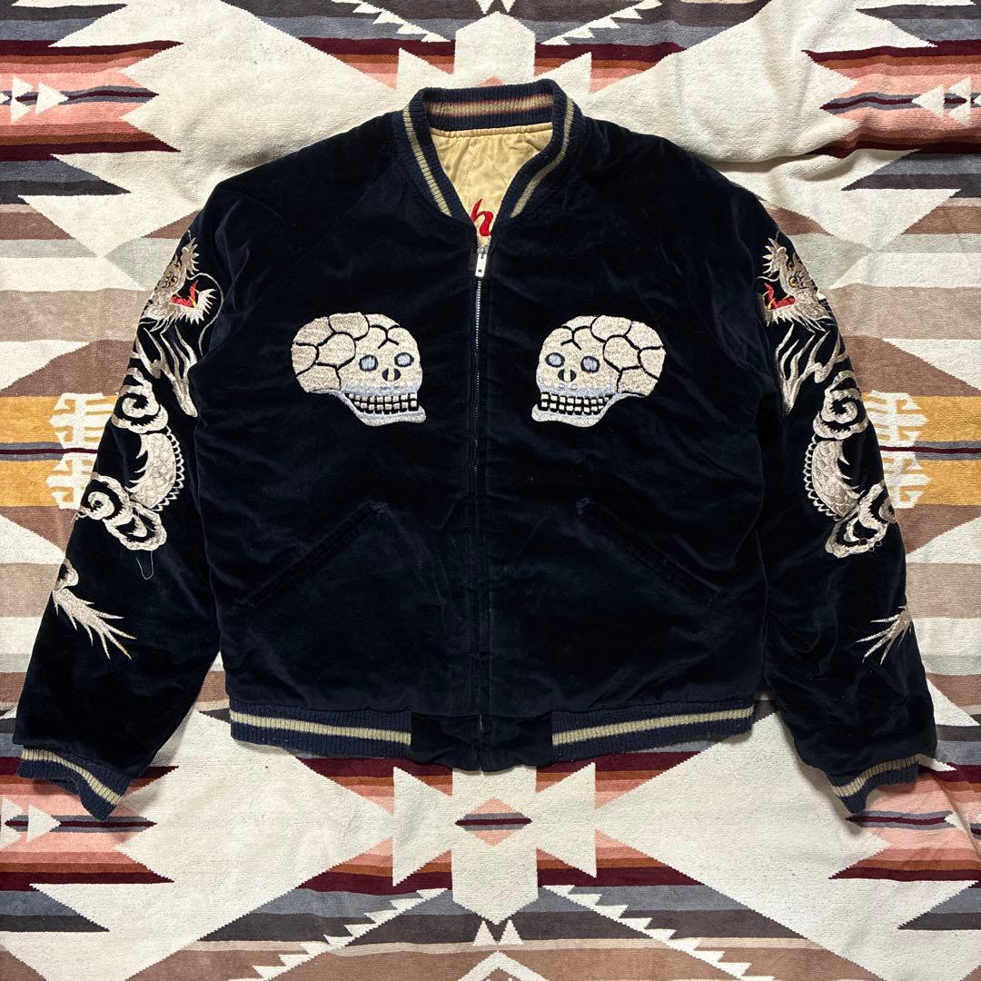 テーラー東洋TT11783別珍髑髏/虎刺繍 リバーシブルスカジャン/スーベニア
